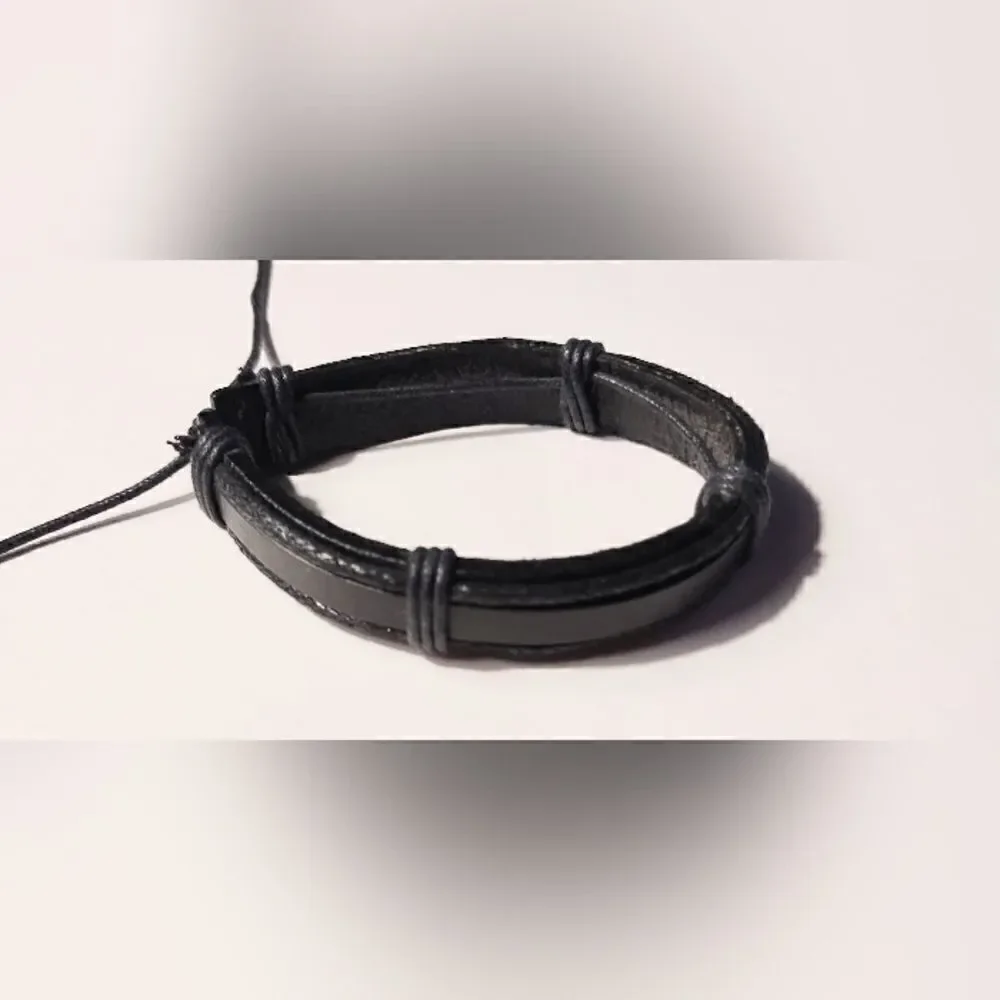 Men's bracelet leather layered brown new d46‎